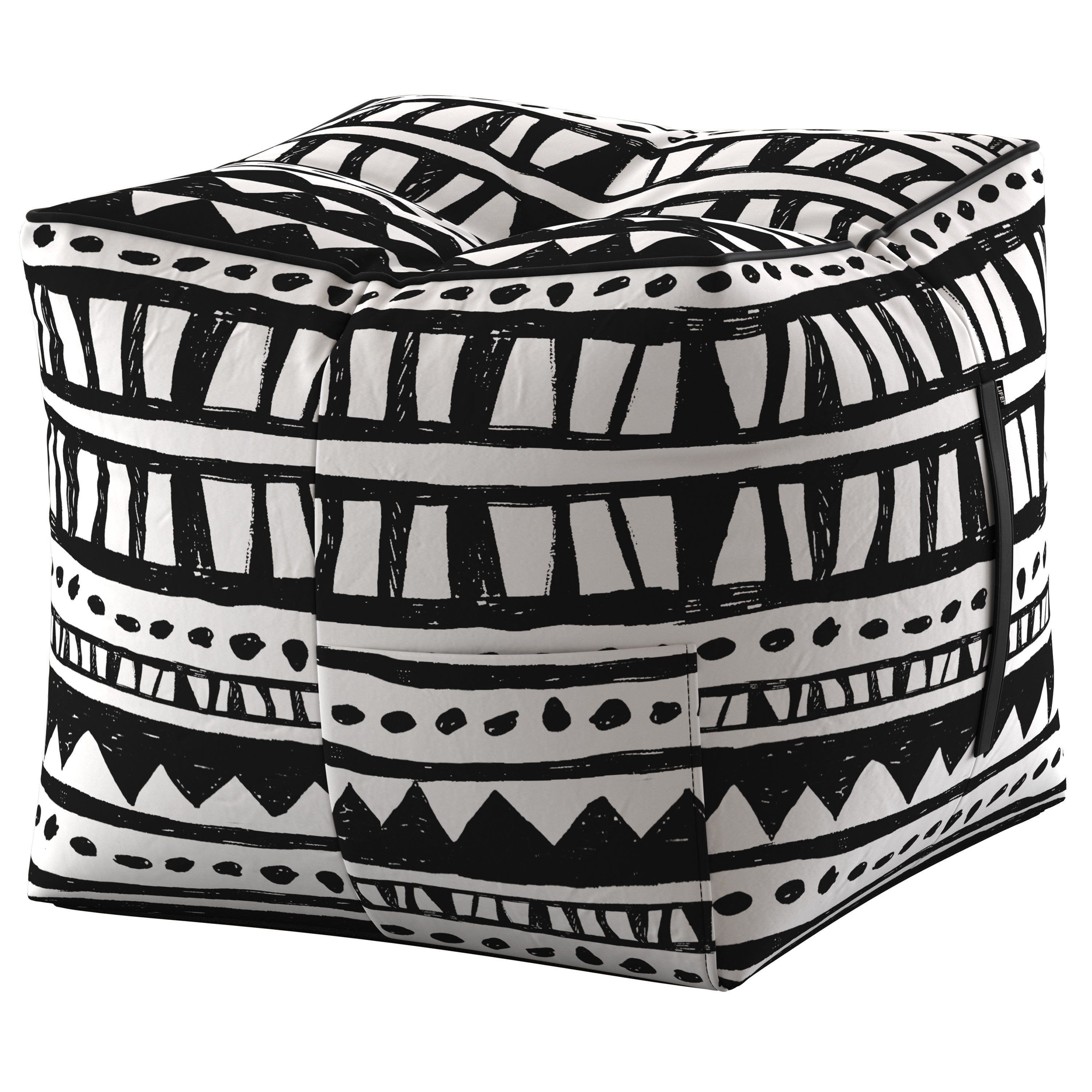 LIFE Grey Bean Bag Pouffe and Vienna Woods Bermuda Ottoman 3D model_3