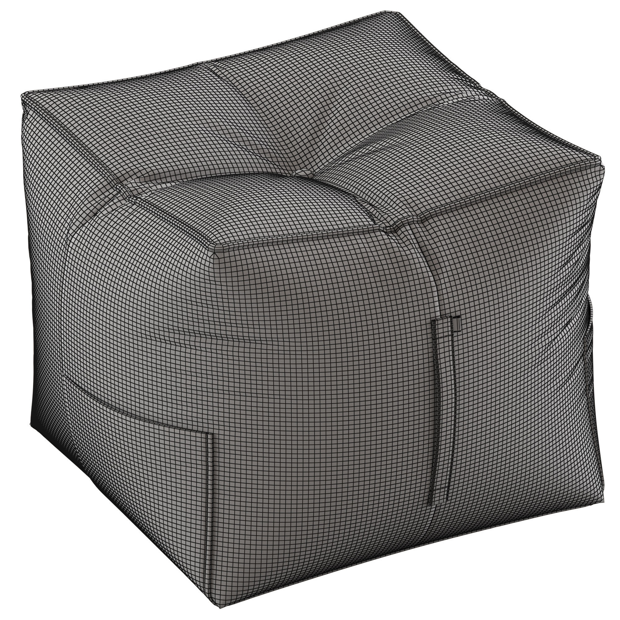 LIFE Grey Bean Bag Pouffe and Vienna Woods Bermuda Ottoman 3D model_4