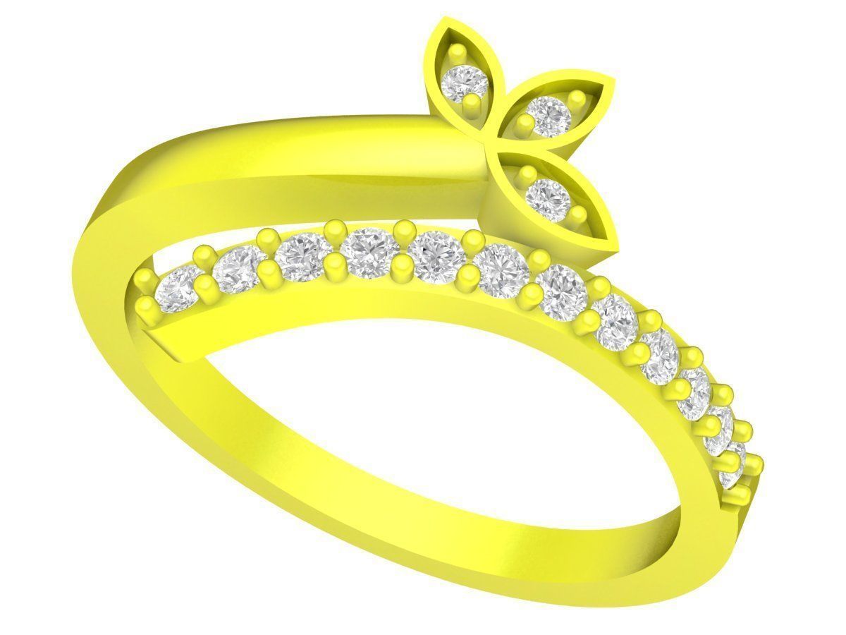 5173 fashion leaf diamond women ring  3D print model_1