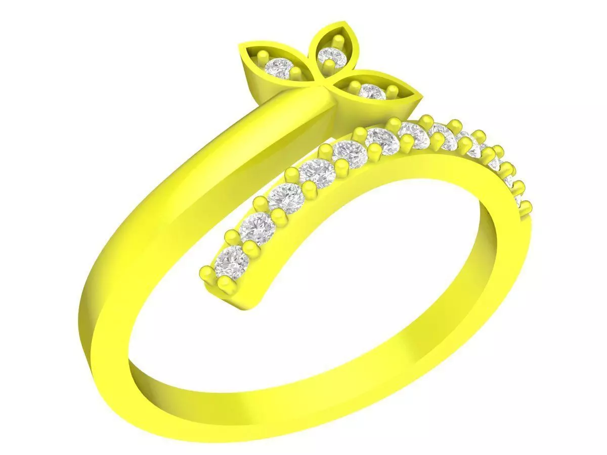 5173 fashion leaf diamond women ring  3D print model_0