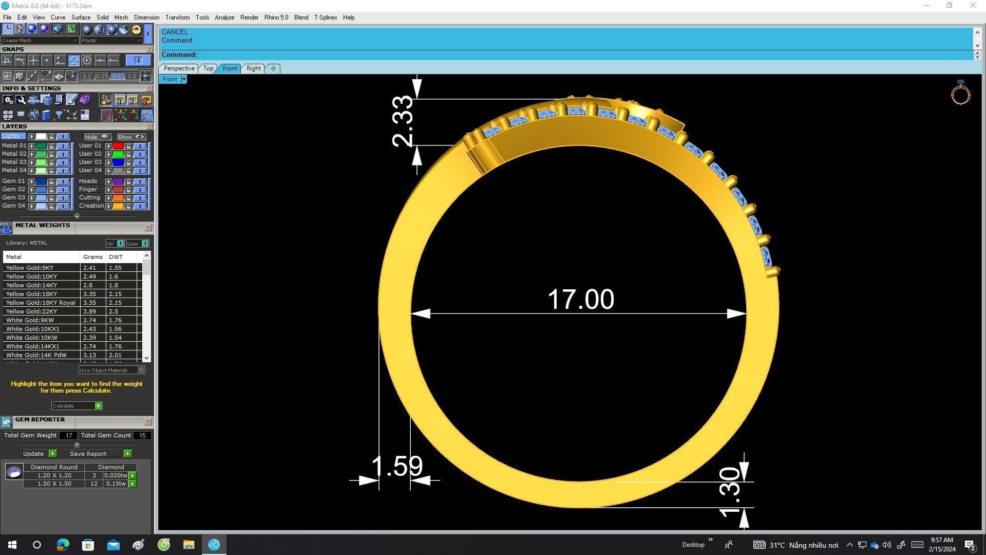 5173 fashion leaf diamond women ring  3D print model_6