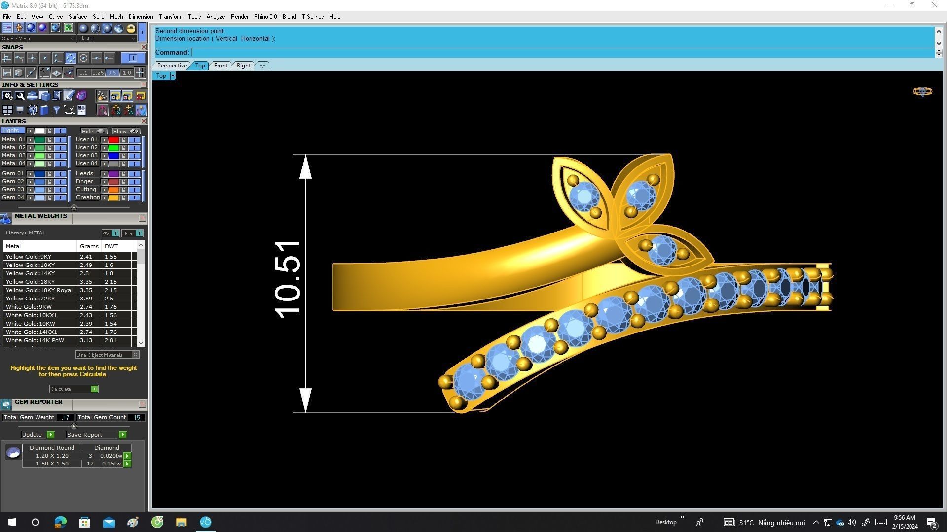5173 fashion leaf diamond women ring  3D print model_5