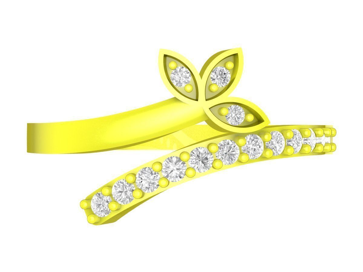 5173 fashion leaf diamond women ring  3D print model_2