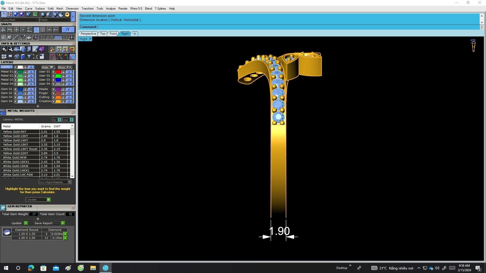 5173 fashion leaf diamond women ring  3D print model_7