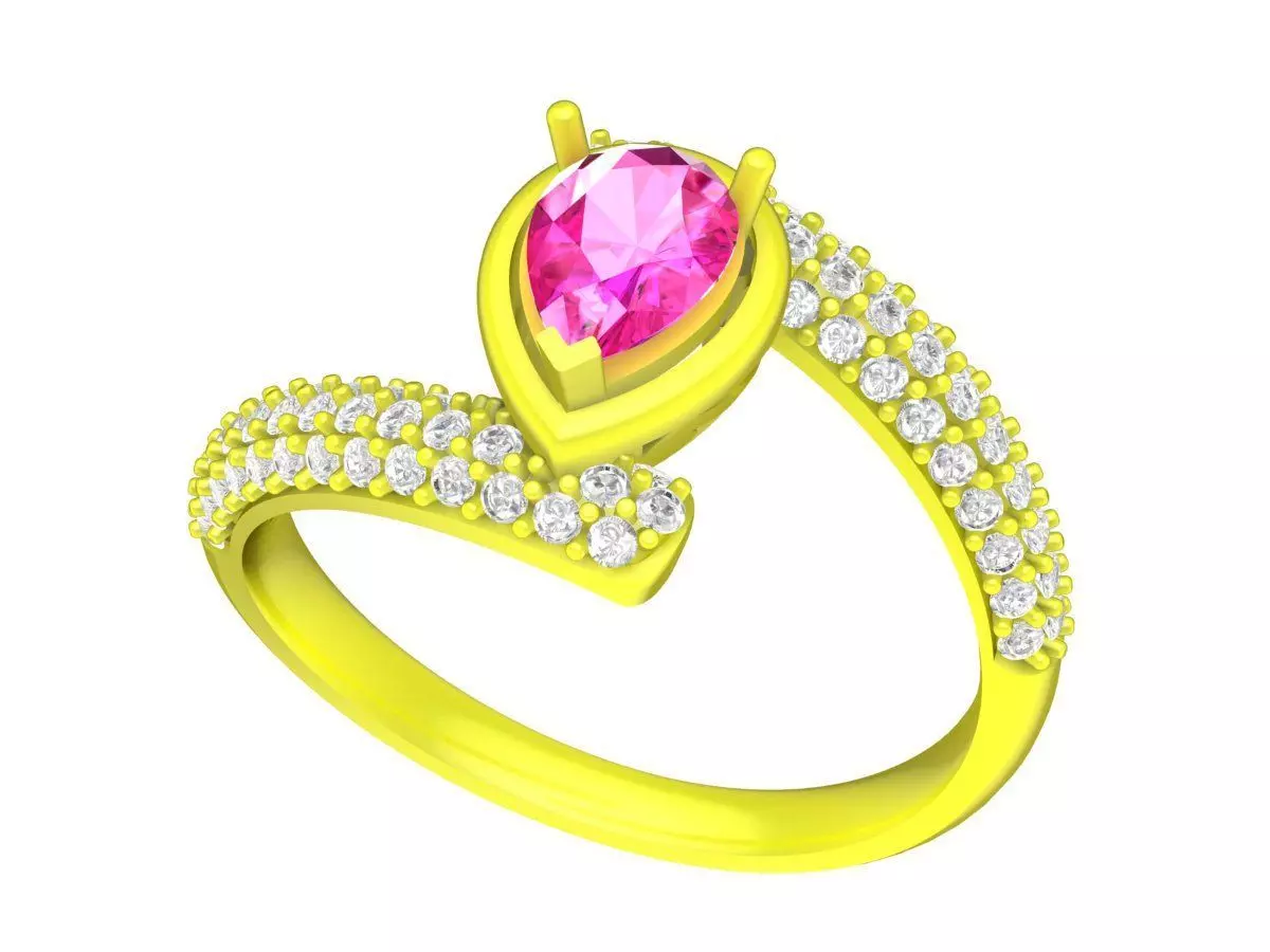 51785 luxury fashion diamond pear women ring 3D print model