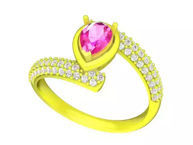 51785 luxury fashion diamond pear women ring
