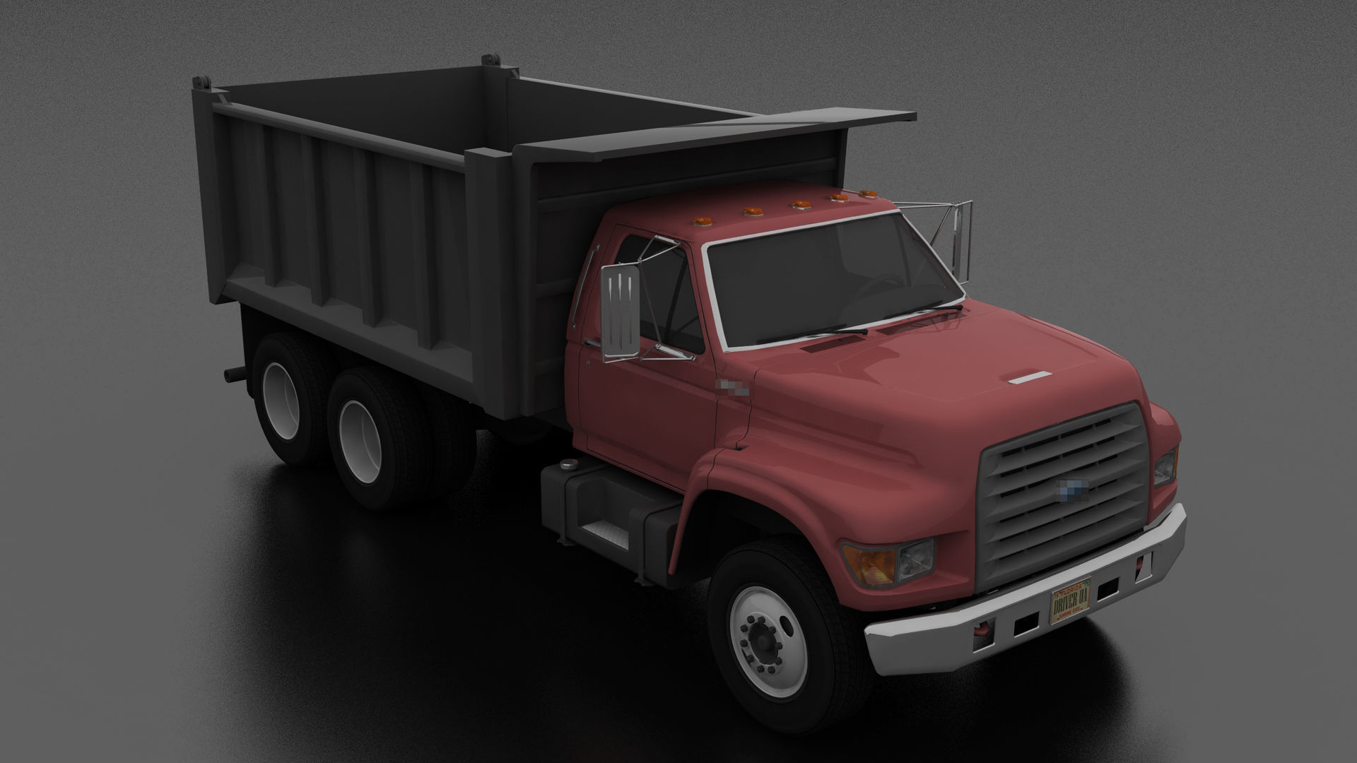 F-Series FT-900 Dump Truck Tandem Axle 1995 Low-poly 3D model_6