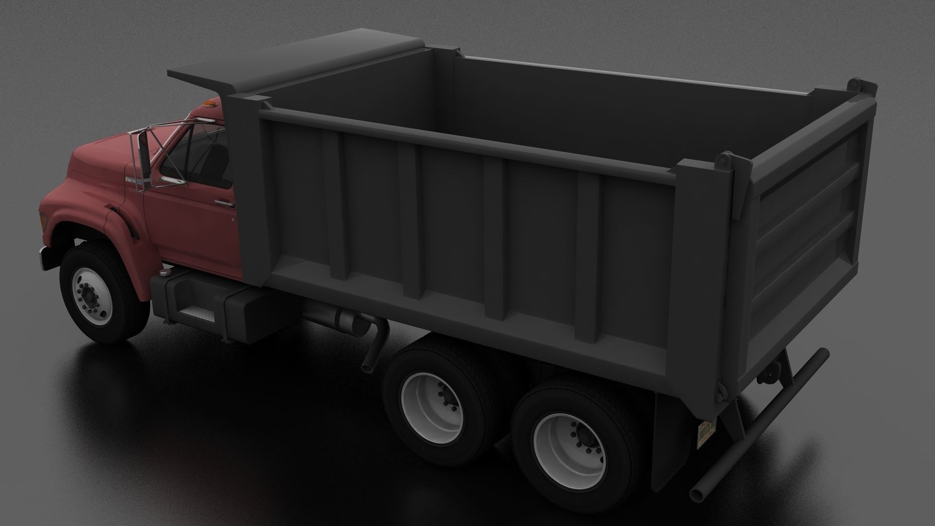 F-Series FT-900 Dump Truck Tandem Axle 1995 Low-poly 3D model_2