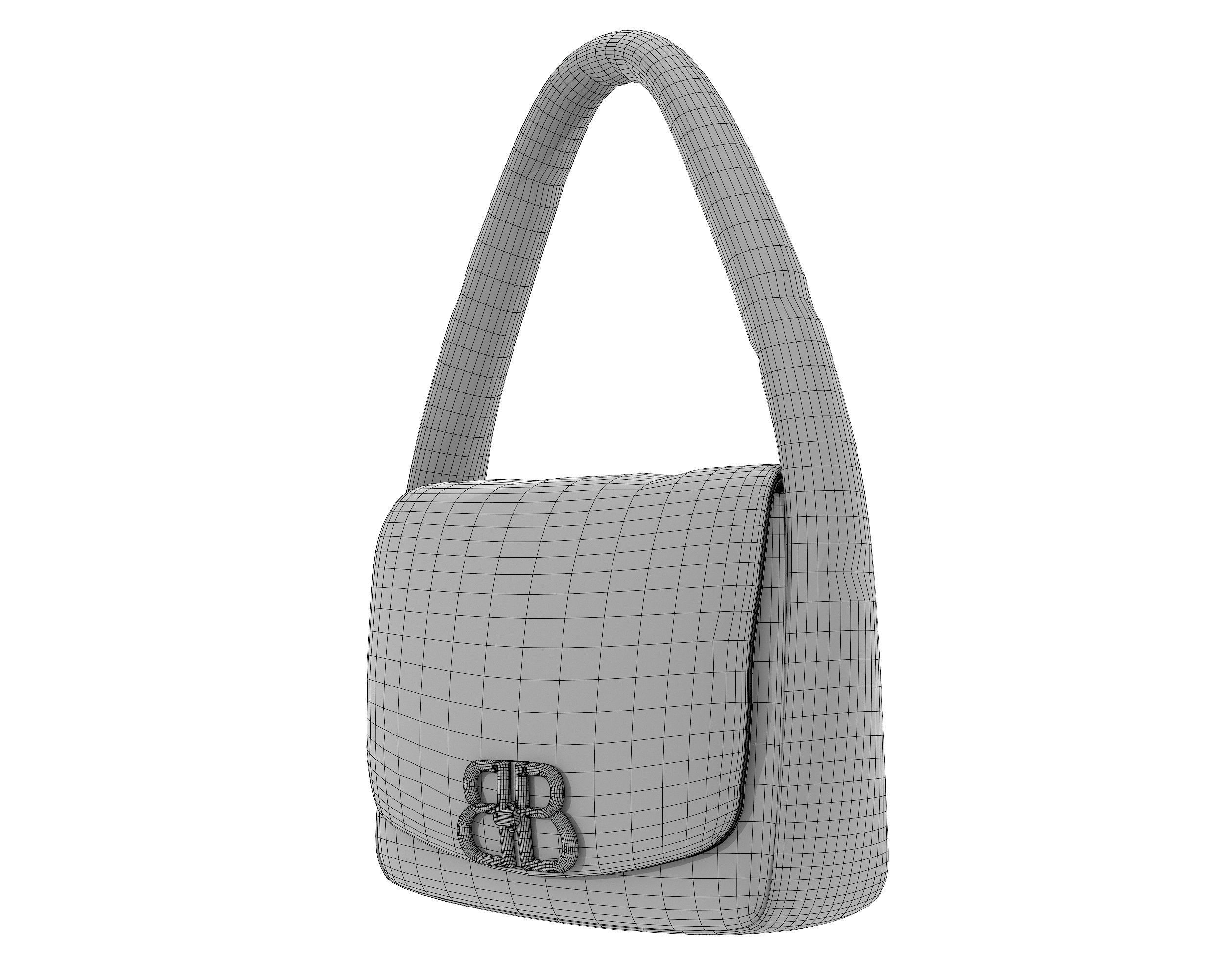 Balenciaga Monaco Small Sling Bag Black Low-poly 3D model_8