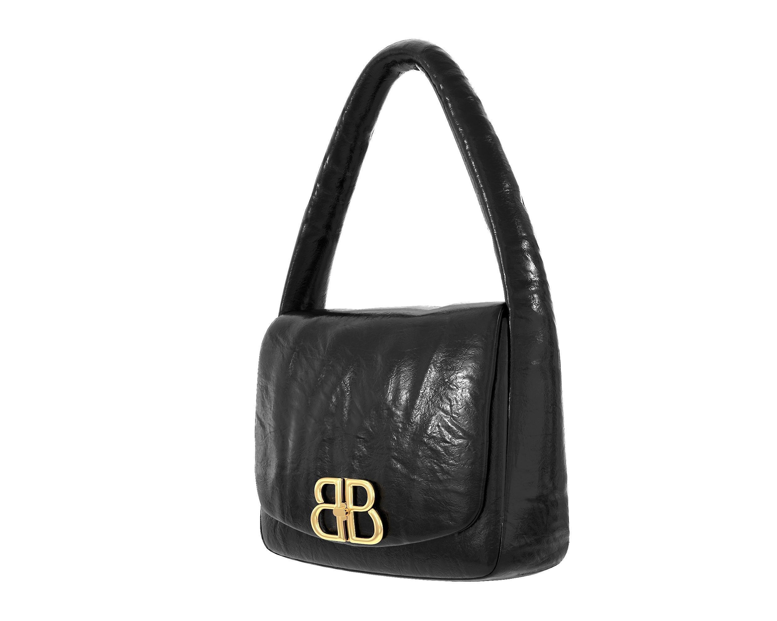 Balenciaga Monaco Small Sling Bag Black Low-poly 3D model_1