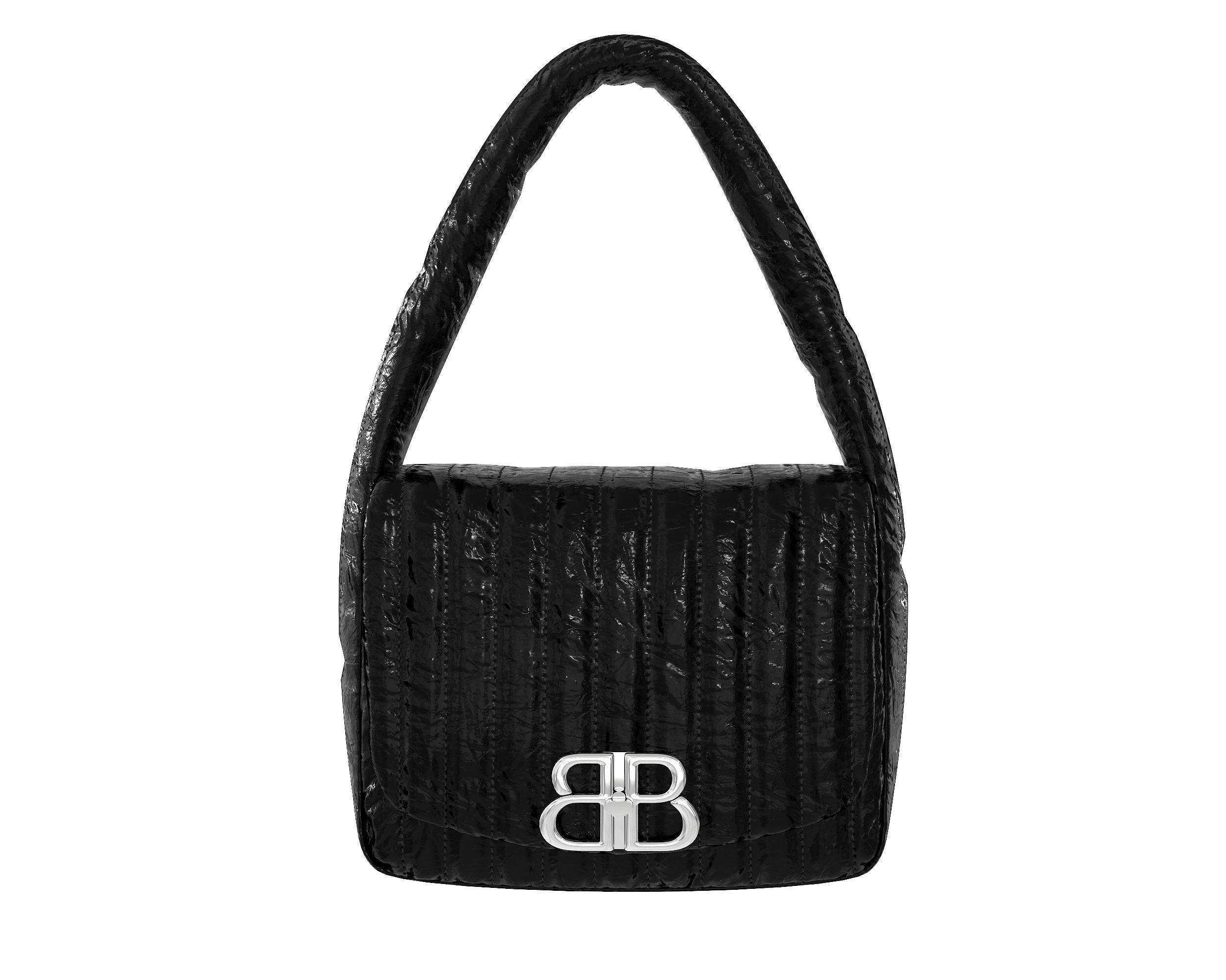 Balenciaga Monaco Small Sling Bag Quilted Black Low-poly 3D model_5