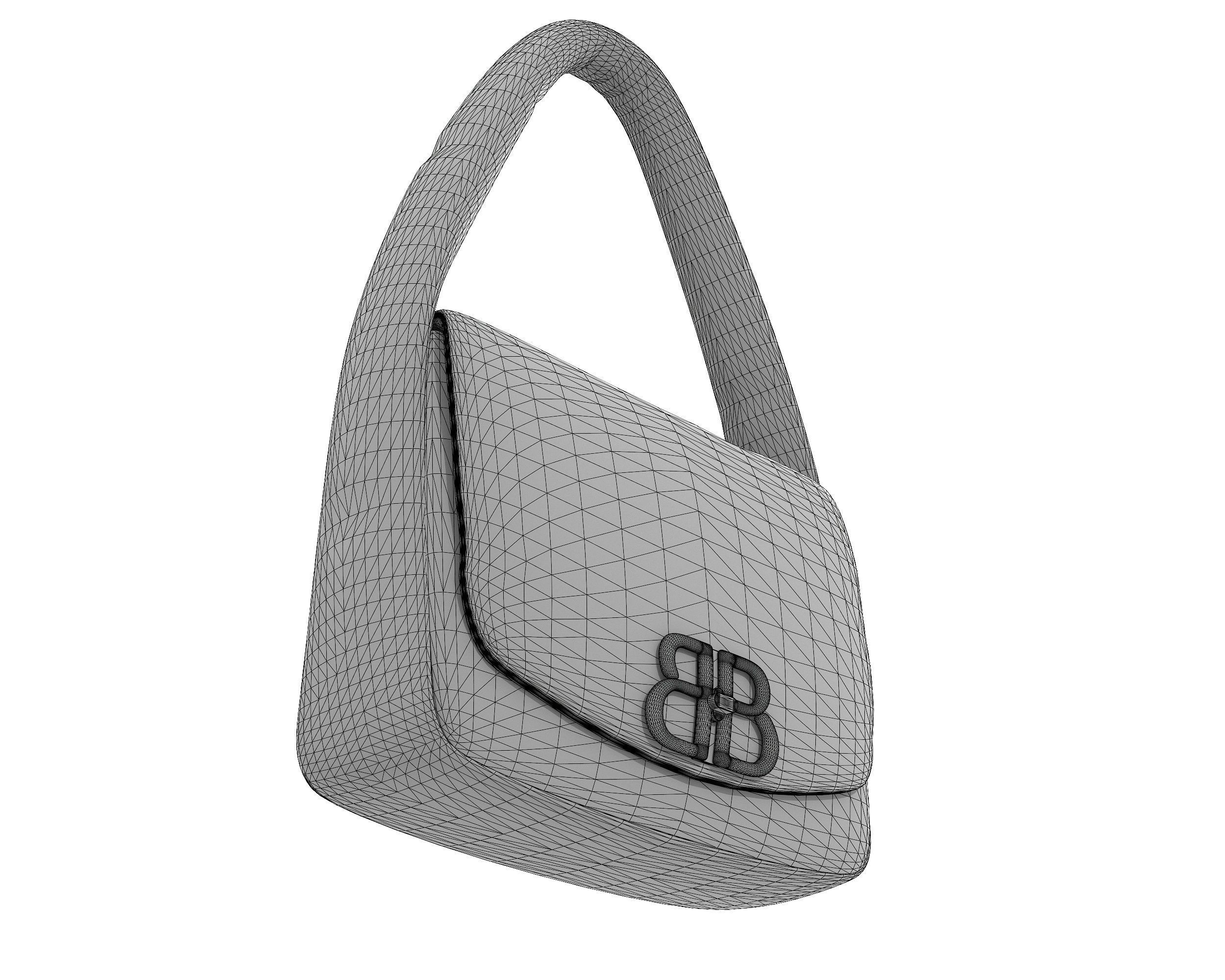 Balenciaga Monaco Small Sling Bag Quilted Black Low-poly 3D model_8