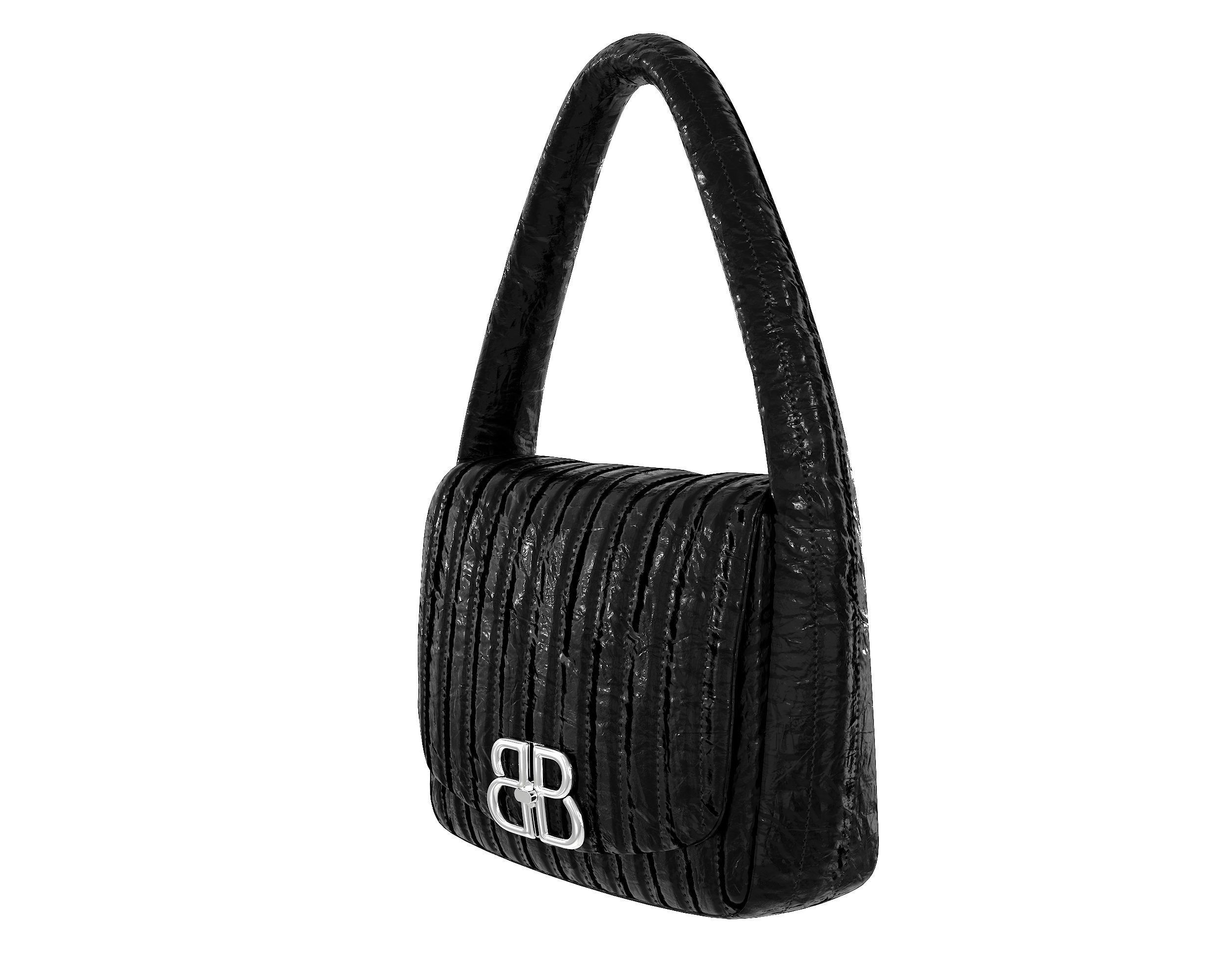 Balenciaga Monaco Small Sling Bag Quilted Black Low-poly 3D model_4