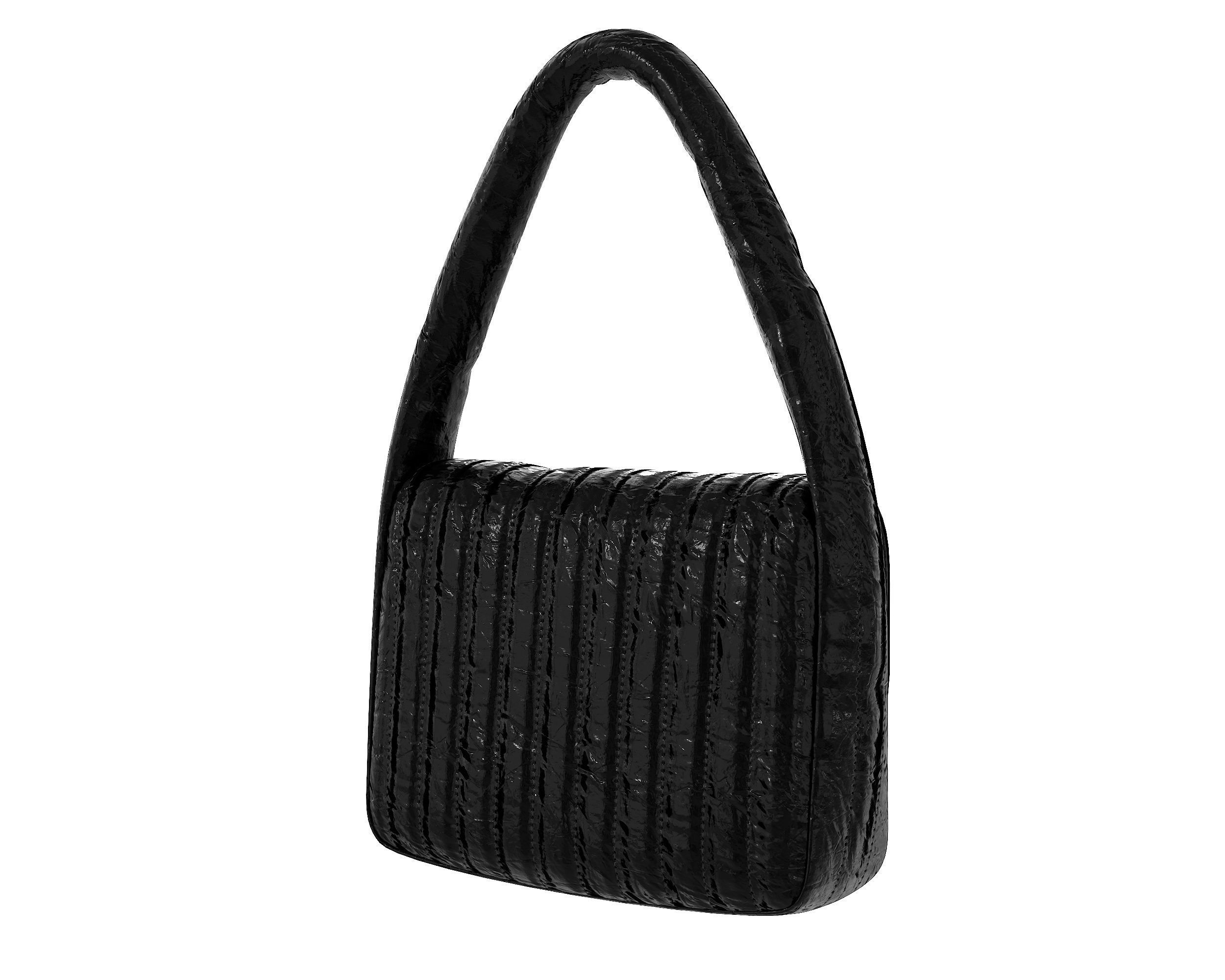 Balenciaga Monaco Small Sling Bag Quilted Black Low-poly 3D model_2