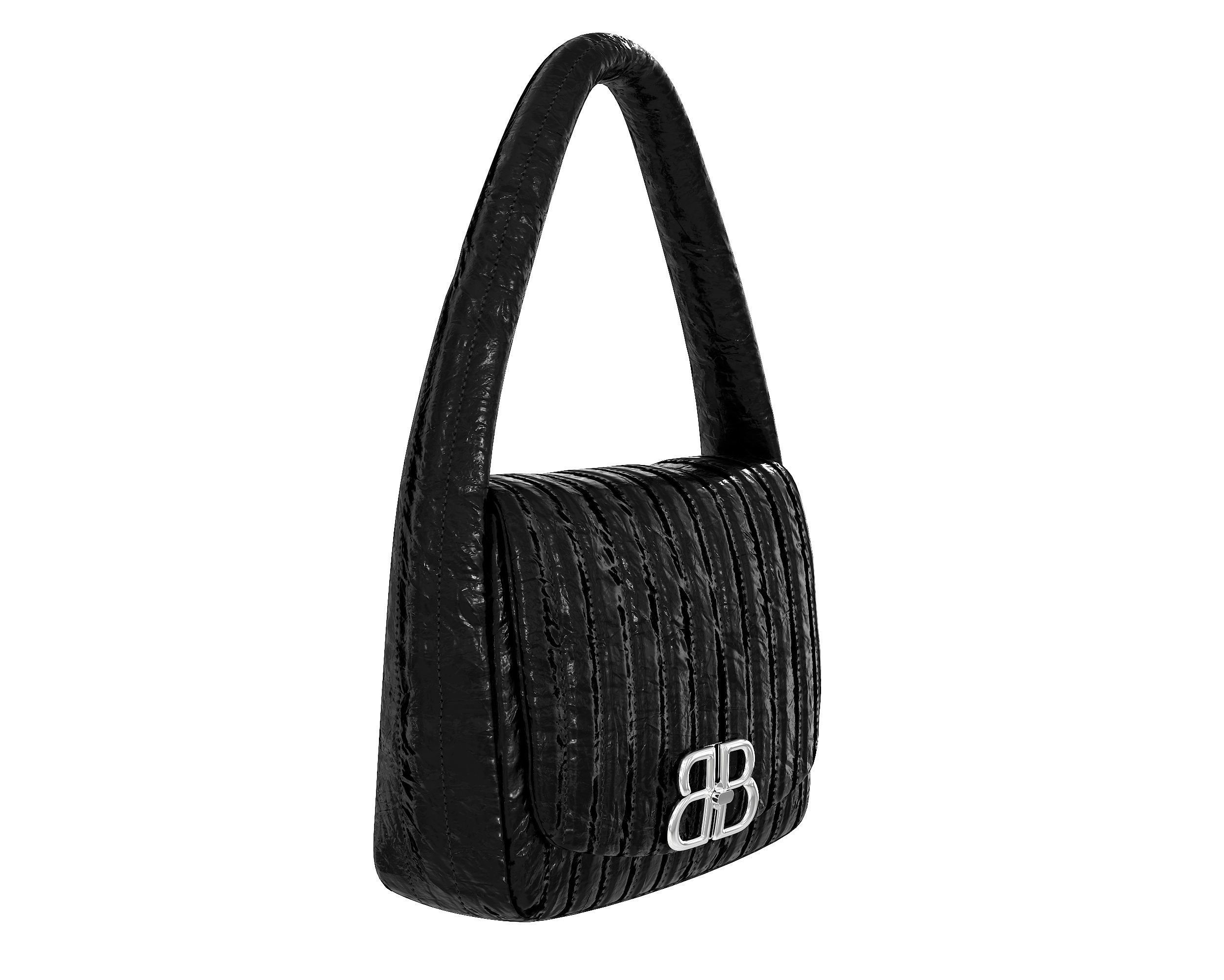 Balenciaga Monaco Small Sling Bag Quilted Black Low-poly 3D model_1
