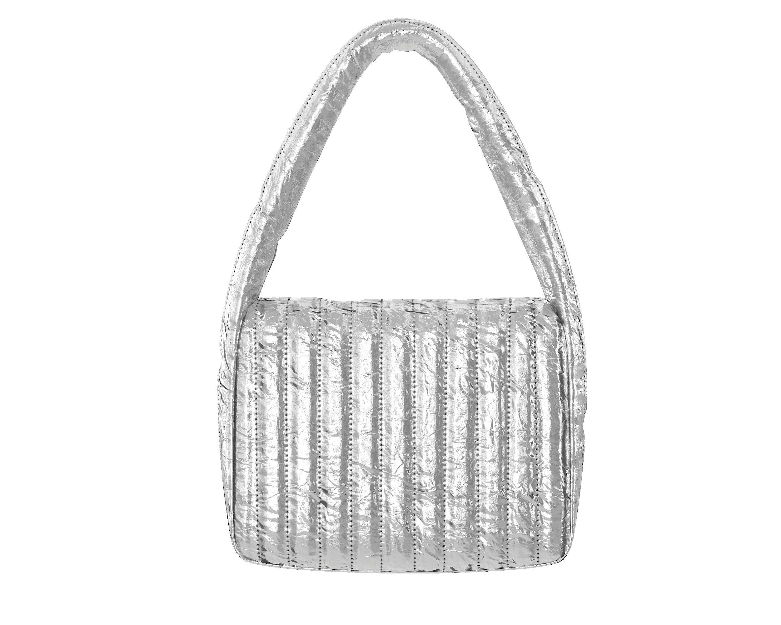 Balenciaga Monaco Small Sling Bag Quilted Silver Low-poly 3D model_6