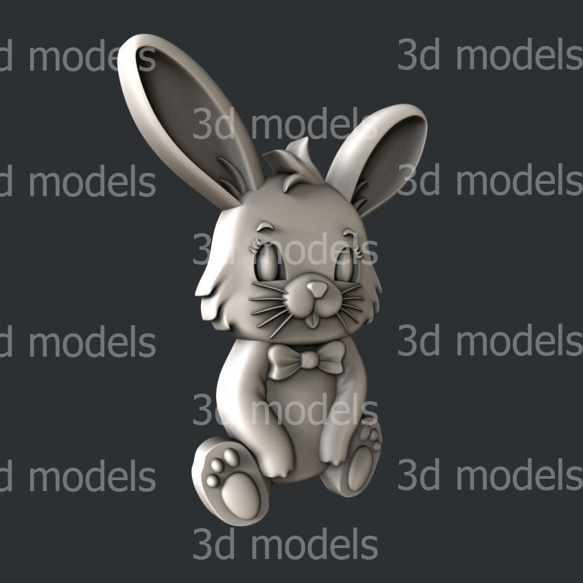 3d STL models for CNC router or 3dprinter bunny P496 3D model_1