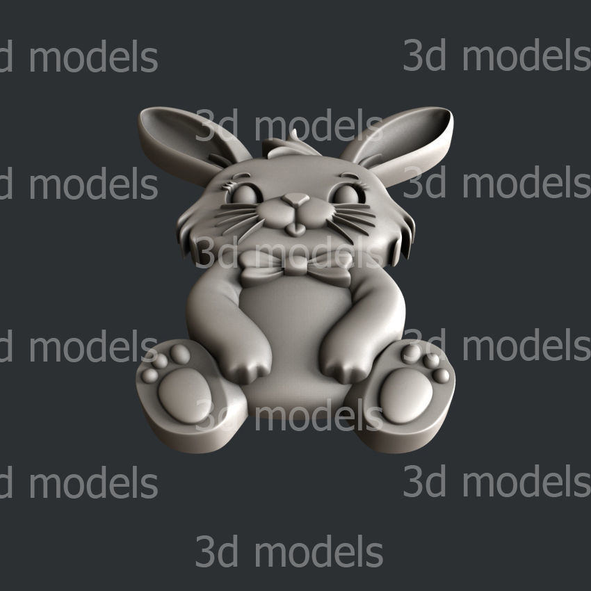 3d STL models for CNC router or 3dprinter bunny P496 3D model_3