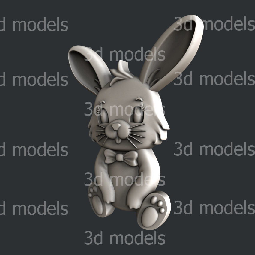 3d STL models for CNC router or 3dprinter bunny P496 3D model_2