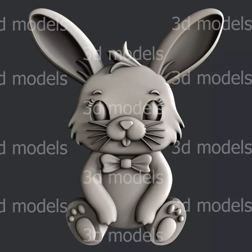 3d STL models for CNC router or 3dprinter bunny P496 3D model_0