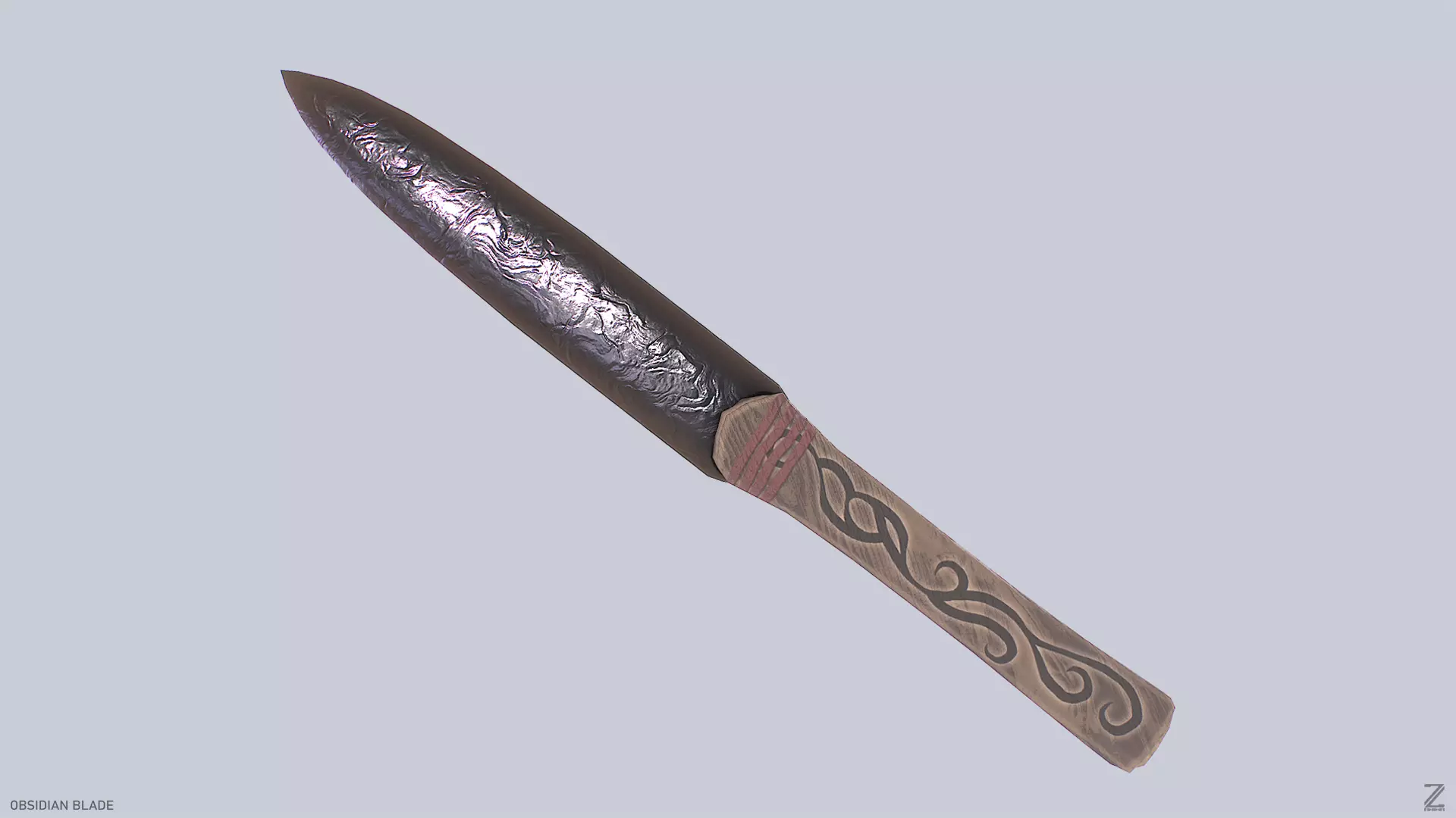 Obsidian blade Low-poly 3D model