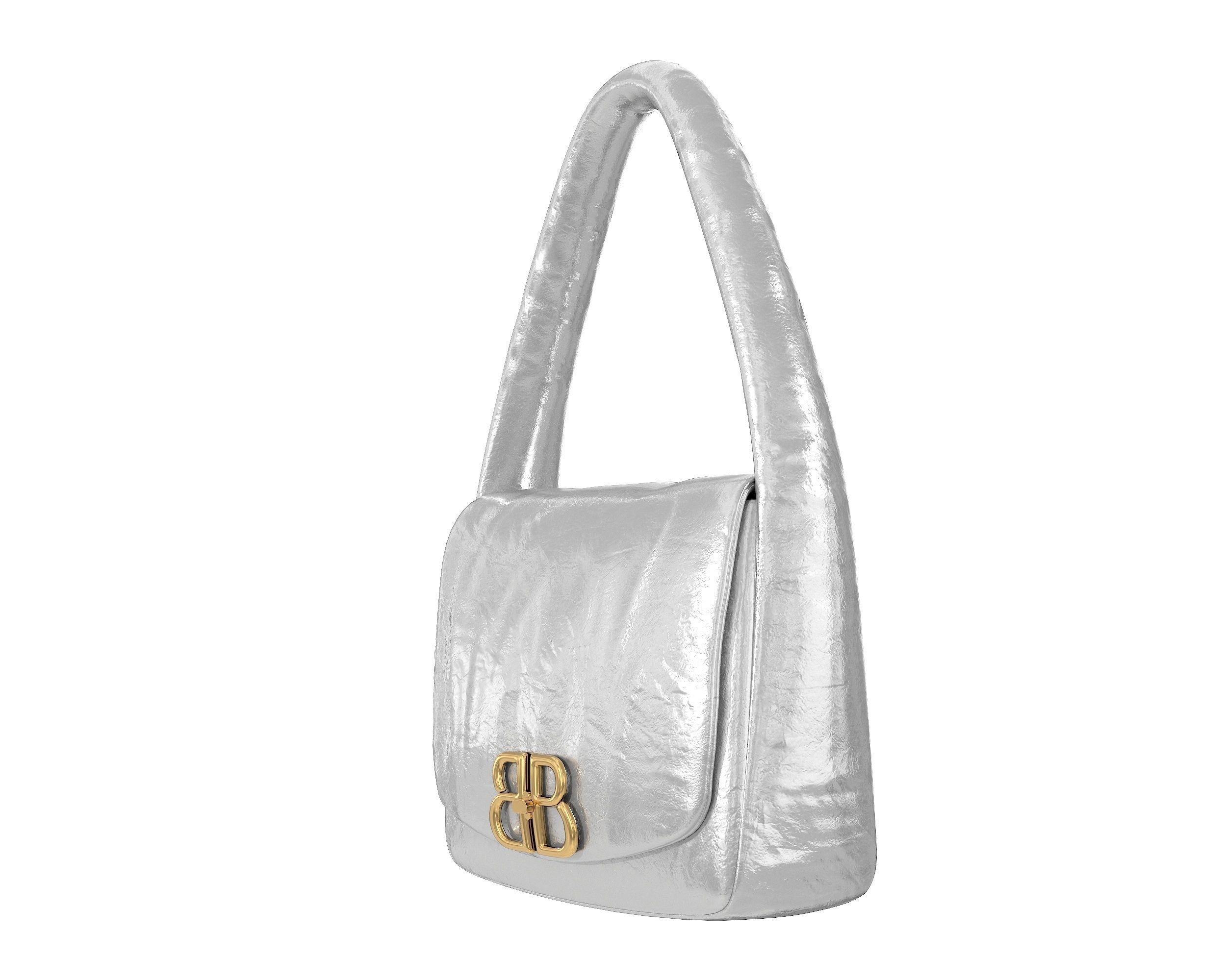 Balenciaga Monaco Small Sling Bag Silver Low-poly 3D model_3