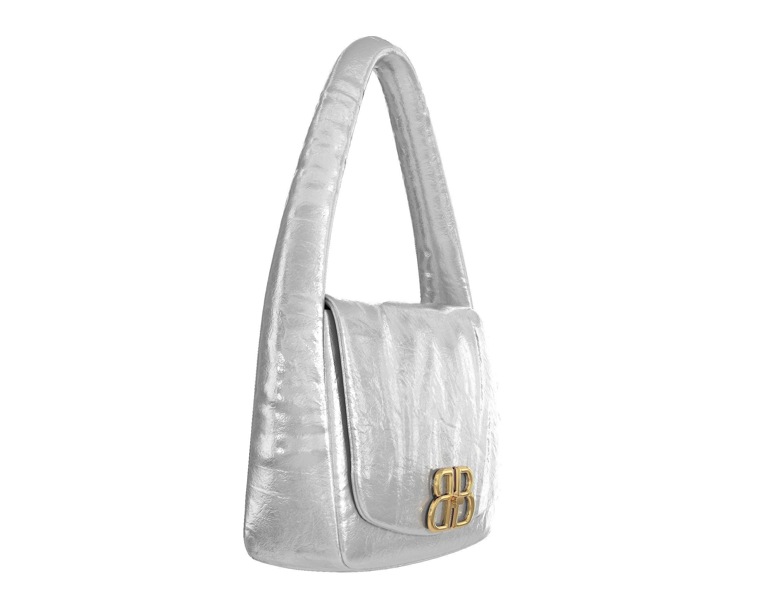 Balenciaga Monaco Small Sling Bag Silver Low-poly 3D model_1