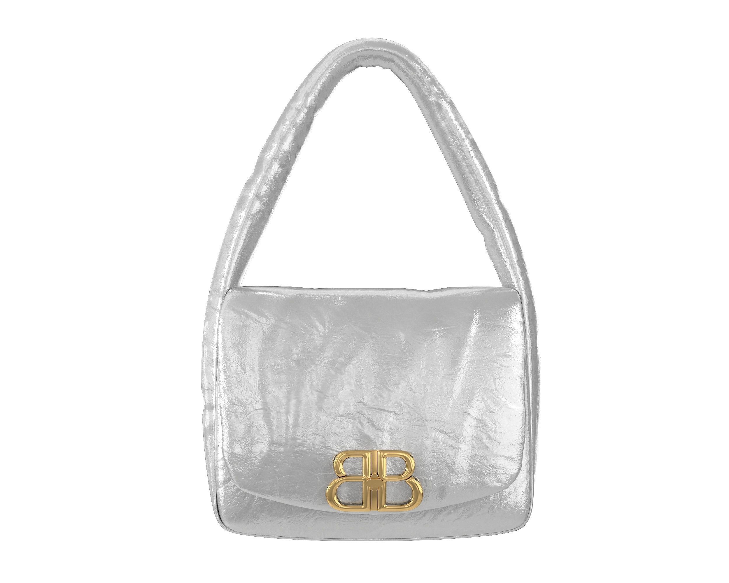 Balenciaga Monaco Small Sling Bag Silver Low-poly 3D model_6