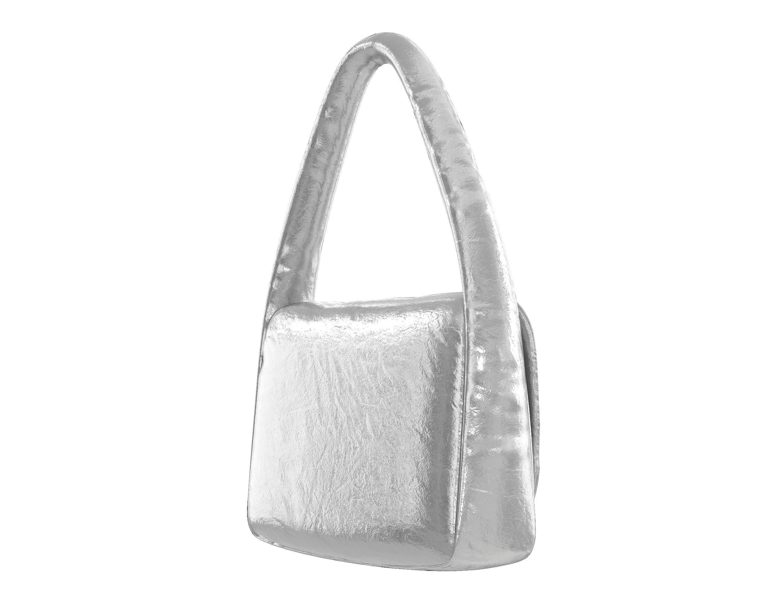 Balenciaga Monaco Small Sling Bag Silver Low-poly 3D model_4
