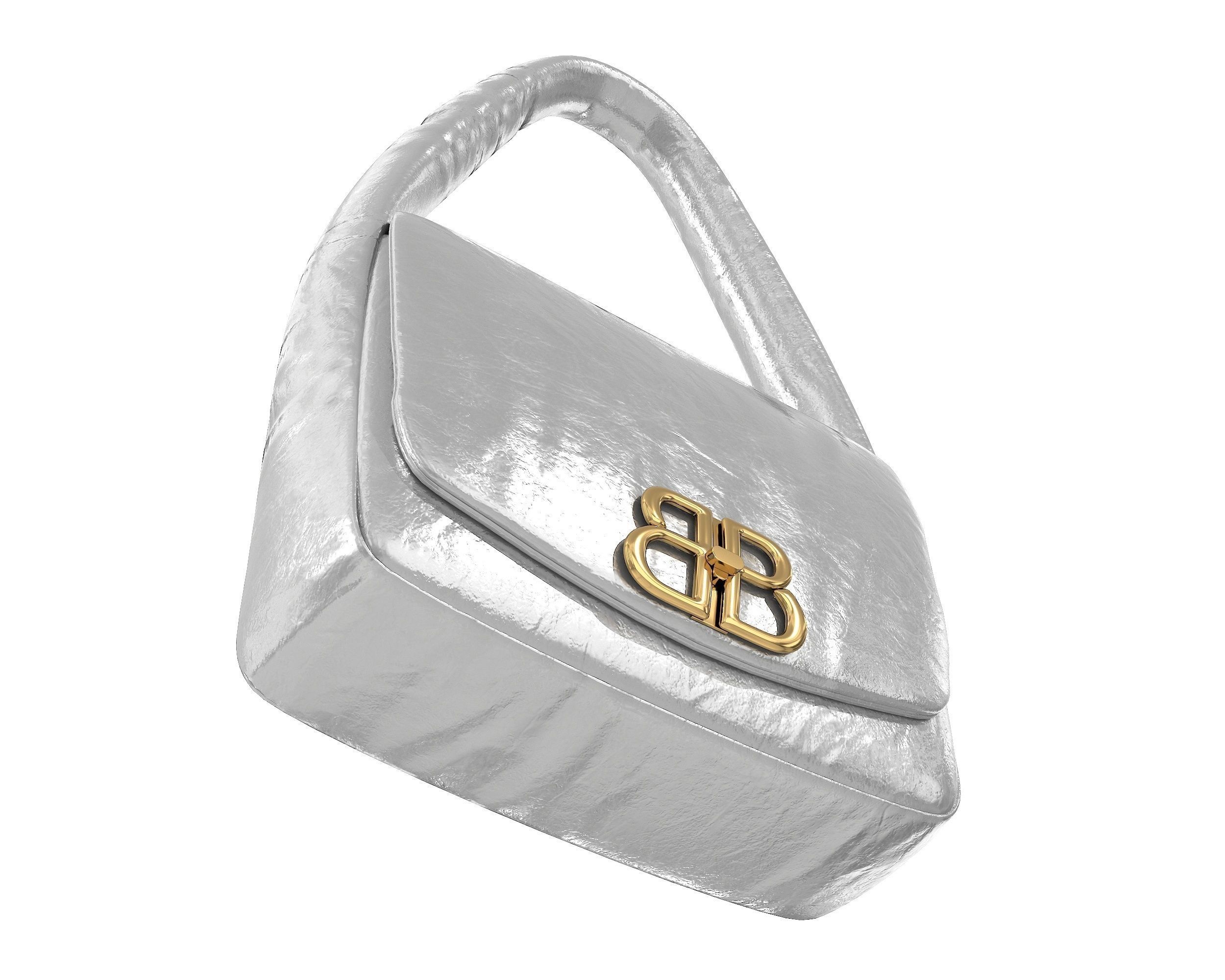 Balenciaga Monaco Small Sling Bag Silver Low-poly 3D model_2