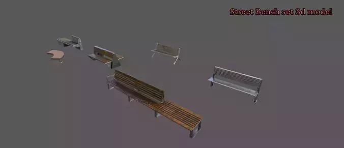 Street Bench set 3d model