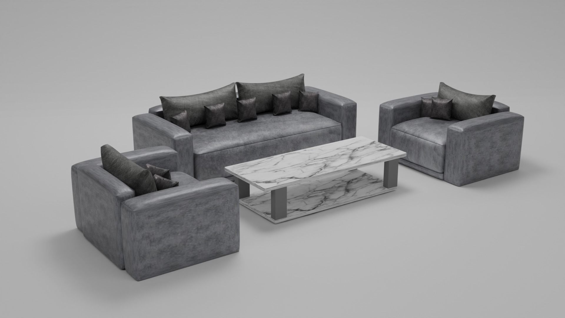 sofa and table 3D model_2