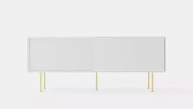 Vogue Media bench - White-Brass Low-poly 3D model