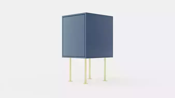 Vogue Bedside Table - Blue Low-poly 3D model