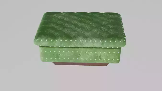 Green velvet ottoman with a puffy
