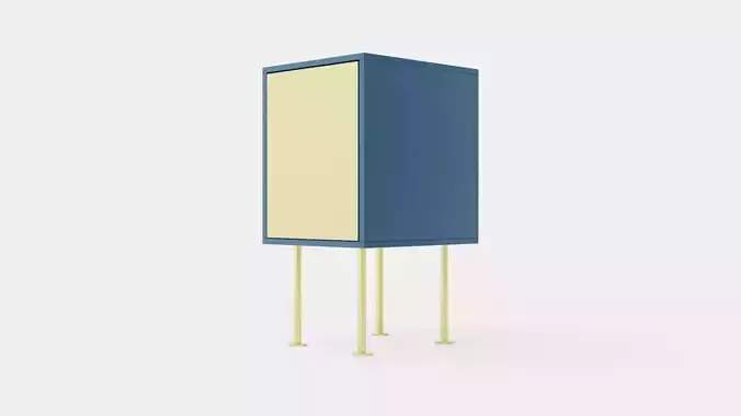 Vogue Bedside Table - White-Brass Low-poly 3D model