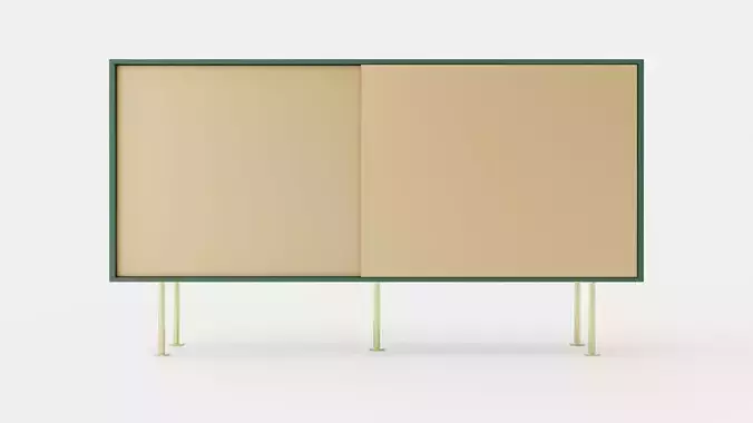 Vogue Sideboard - Green-Brass Low-poly 3D model