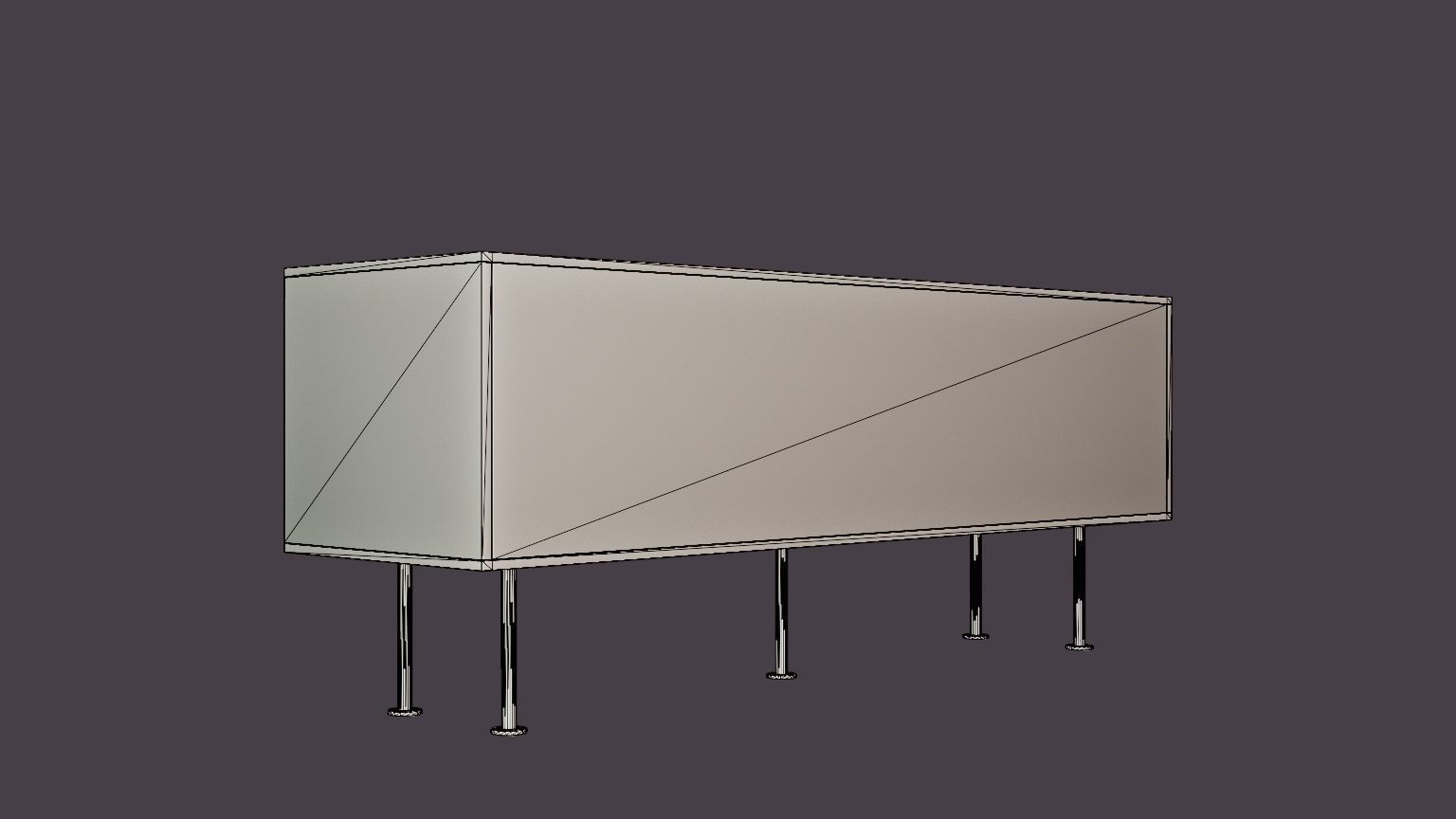 Vogue Media bench - White-Brass Low-poly 3D model_6