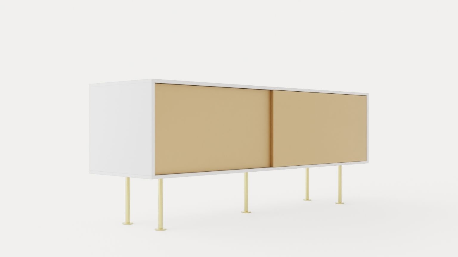 Vogue Media bench - White-Brass Low-poly 3D model_1