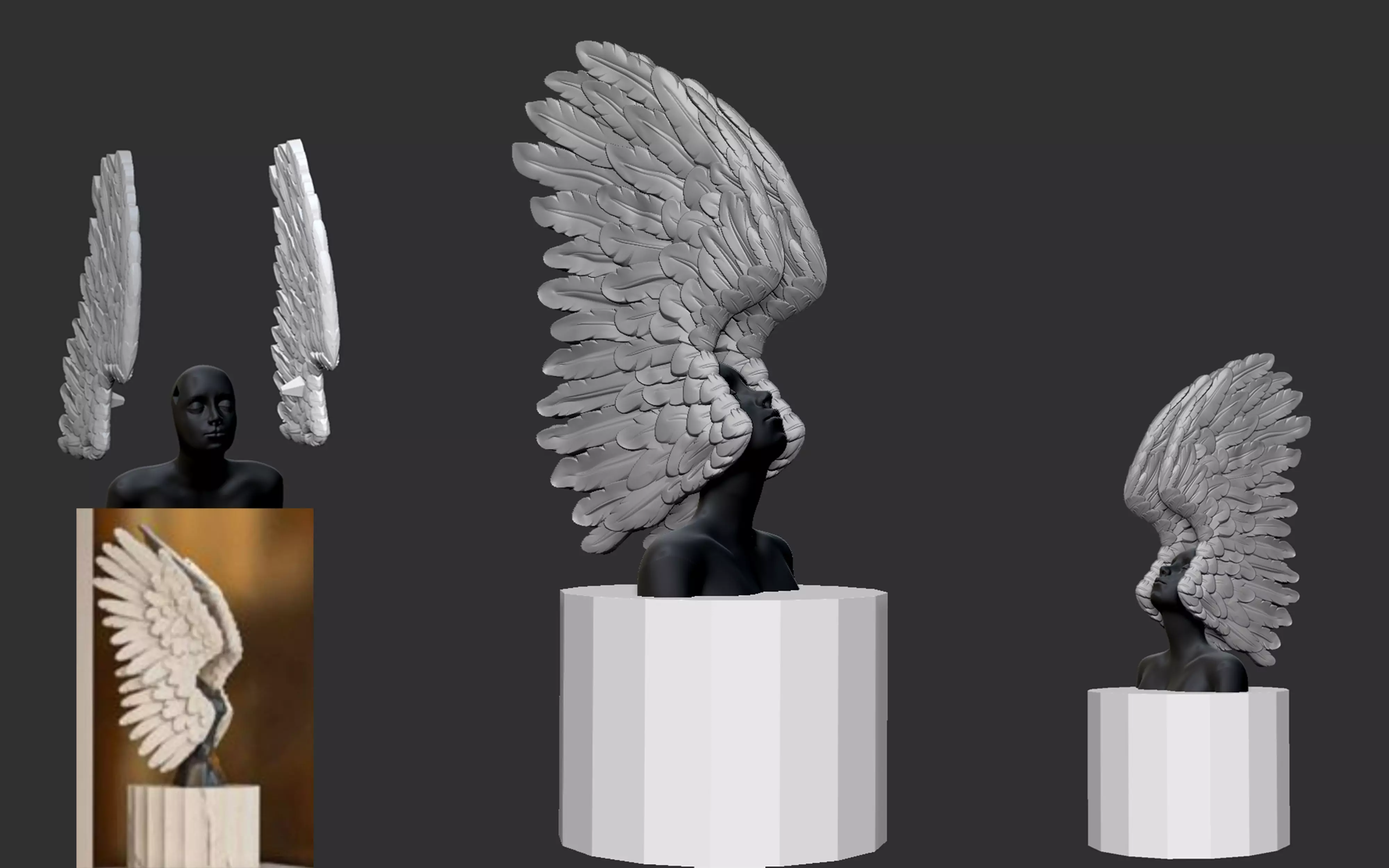 Girl music with wing 3D print model