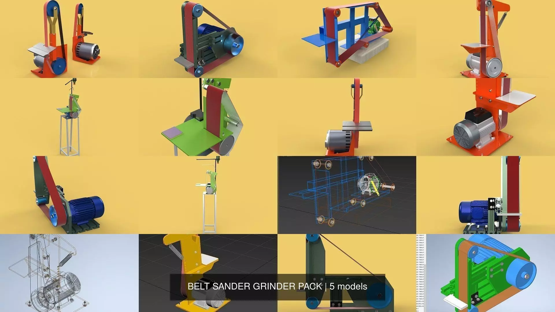 BELT SANDER GRINDER PACK 3D Model Collection_0