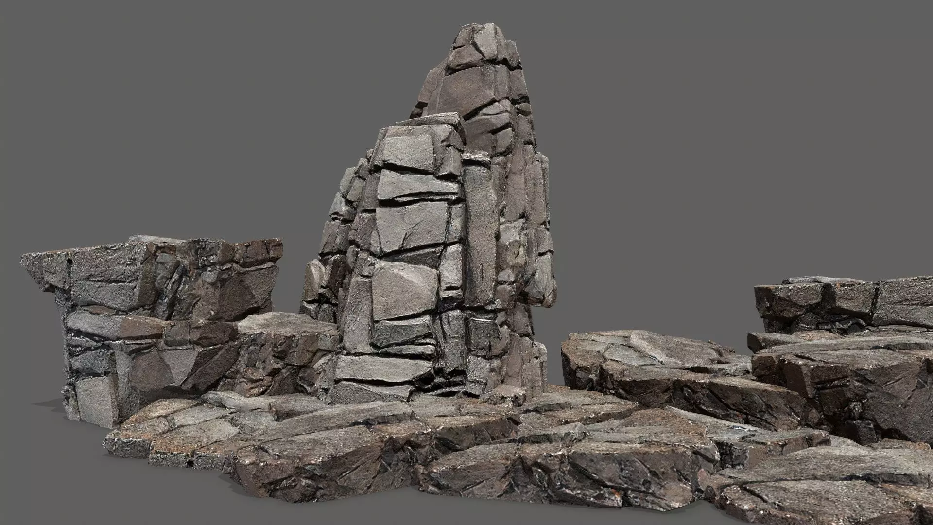 cliff rocks Low-poly 3D model_0
