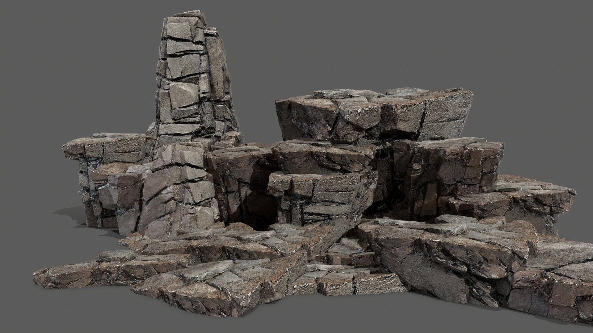 cliff rocks Low-poly 3D model_1