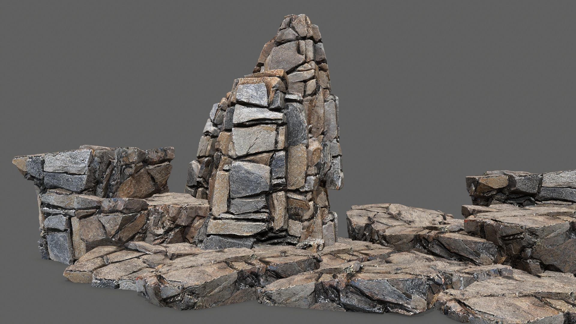 cliff rocks Low-poly 3D model_1