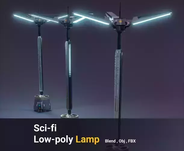 Low Poly Sci-fi Street Lights Low-poly 3D model