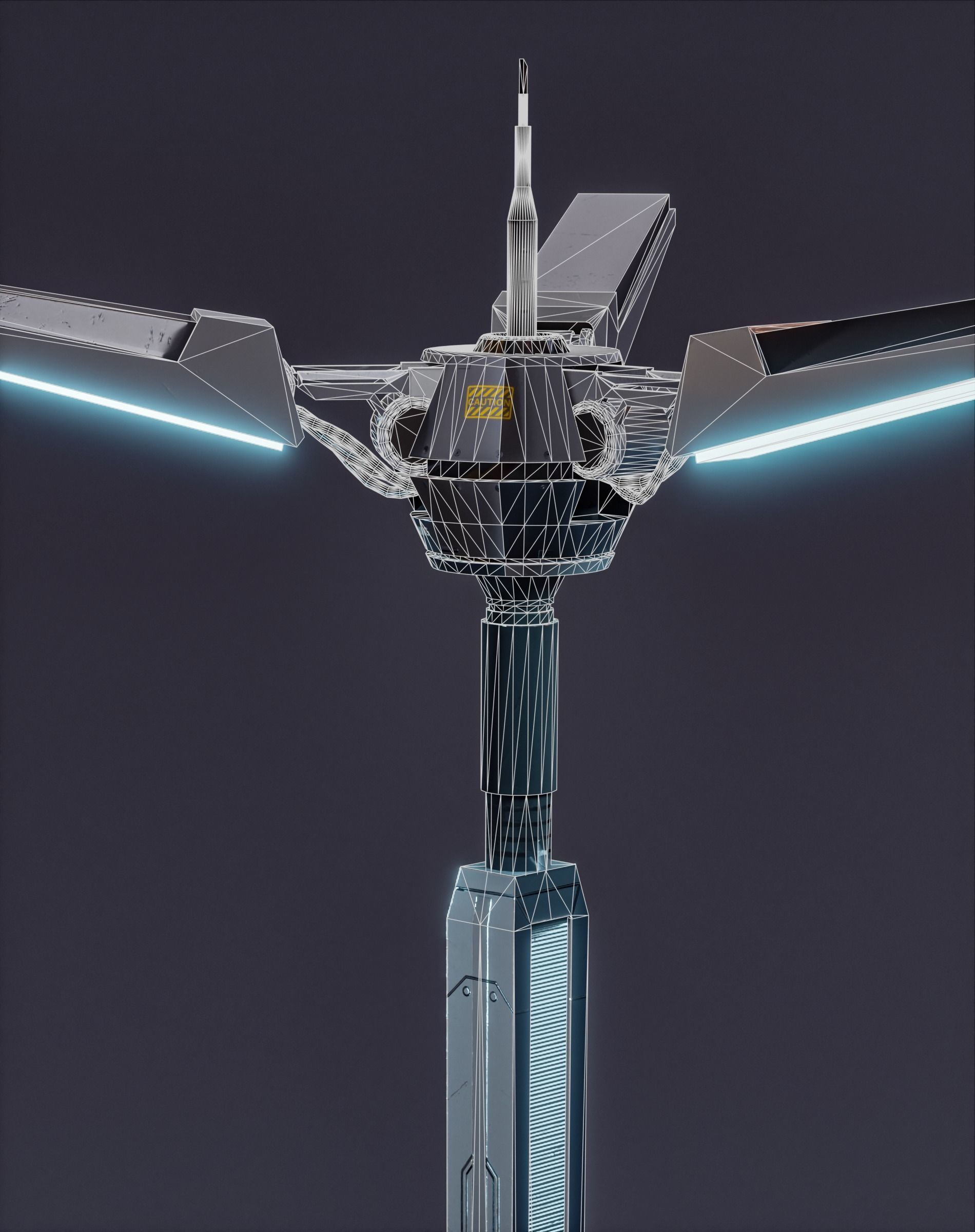 Low Poly Sci-fi Street Lights Low-poly 3D model_5