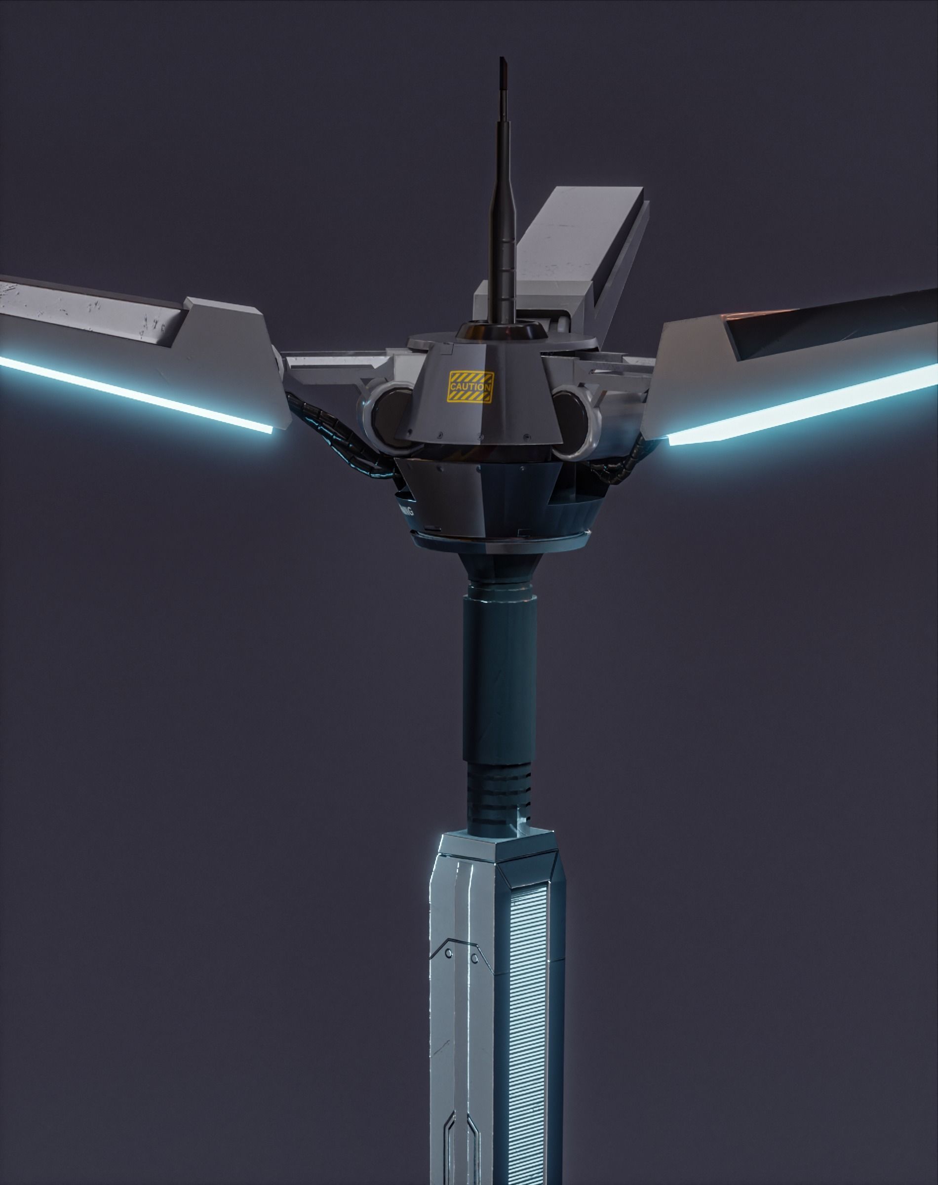 Low Poly Sci-fi Street Lights Low-poly 3D model_4