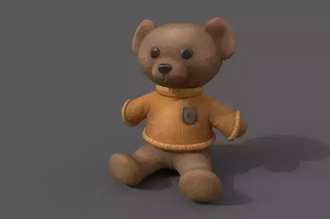 3D model Teddy Bear with four clothing styles Low-poly 3D model