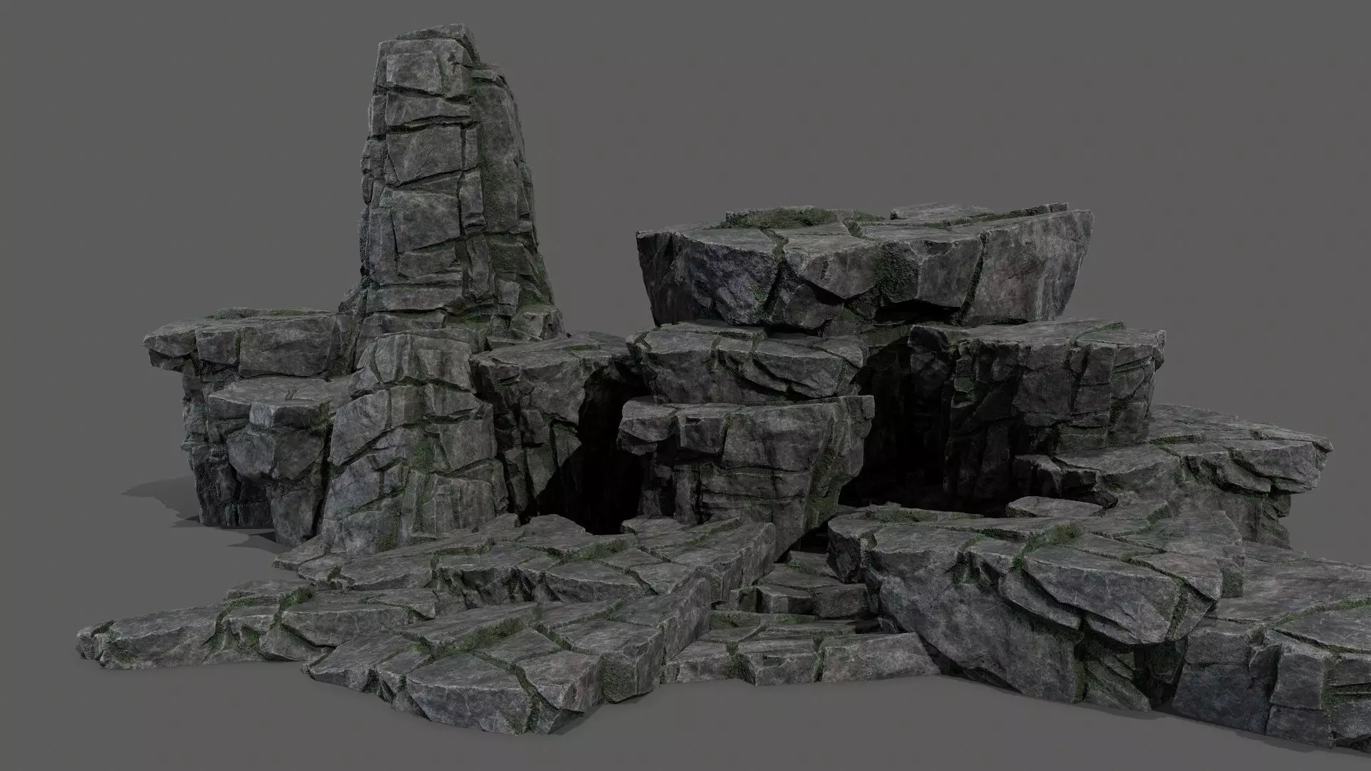 cliff rocks Low-poly 3D model_0