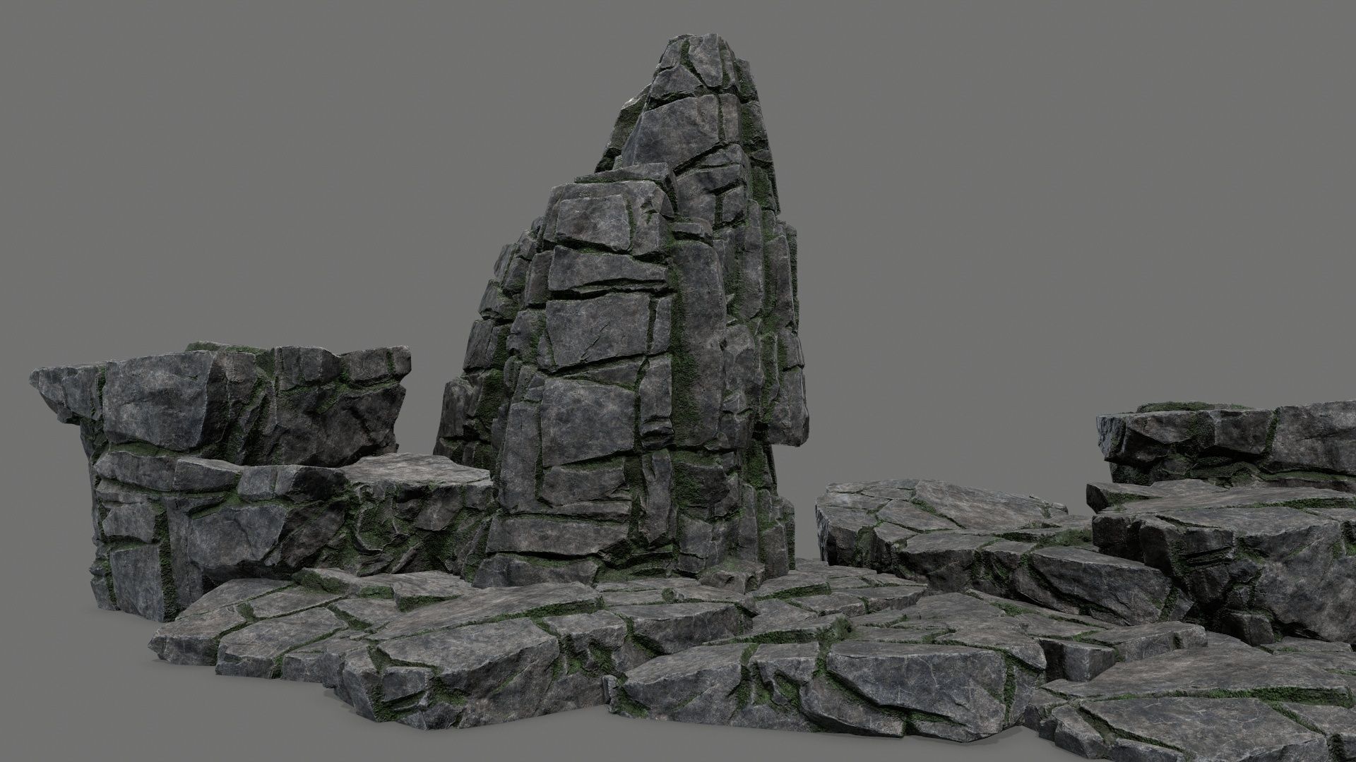 cliff rocks Low-poly 3D model_1